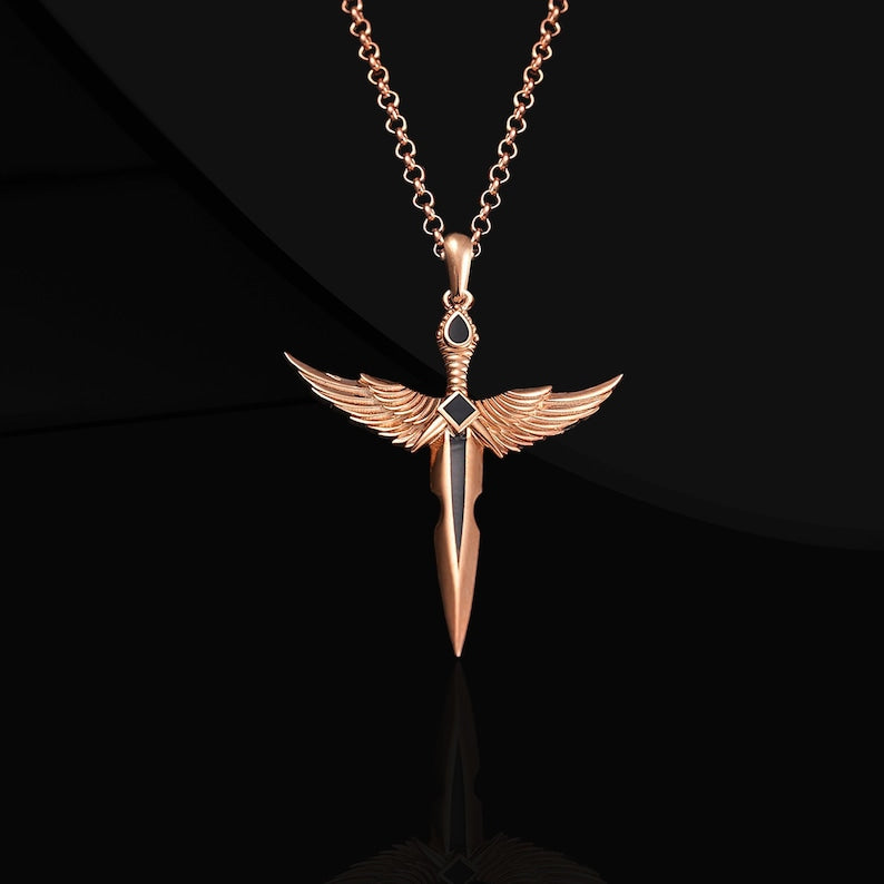 Winged Sword Pendant in 925 Sterling Silver