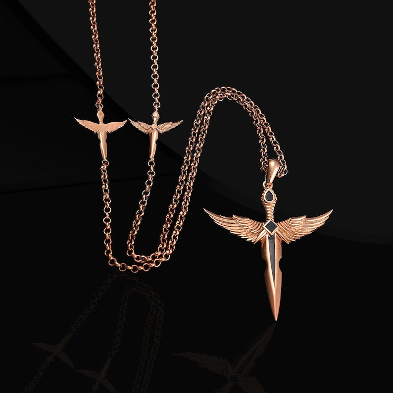 Winged Sword Pendant in 925 Sterling Silver