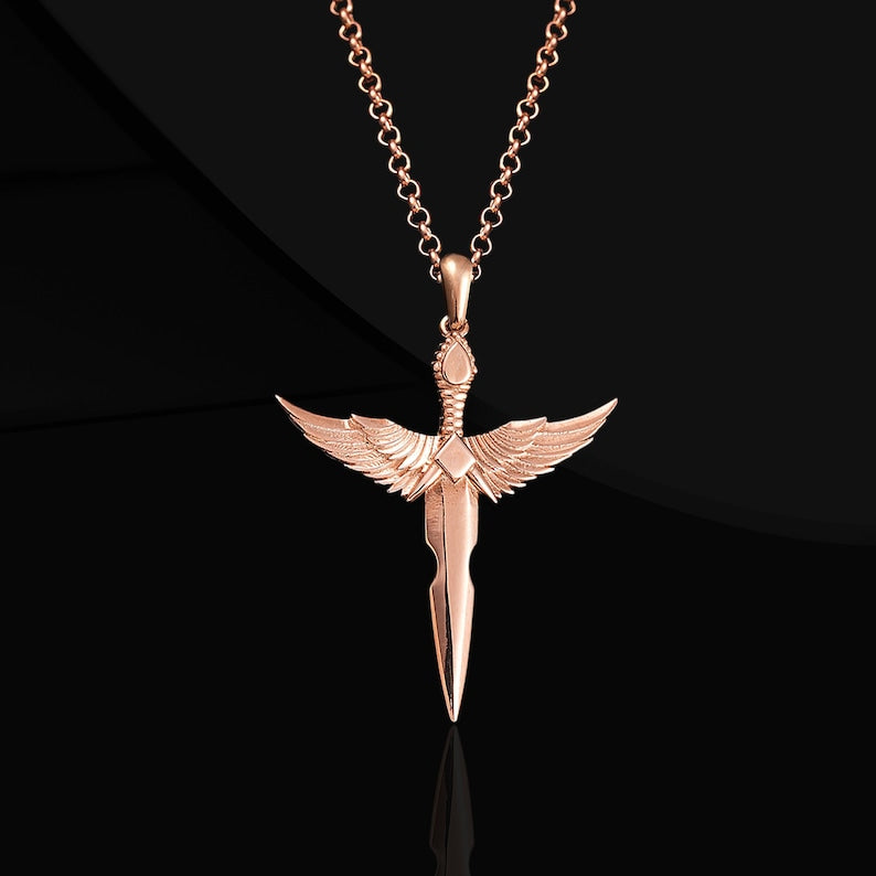 Winged Sword Pendant in 925 Sterling Silver