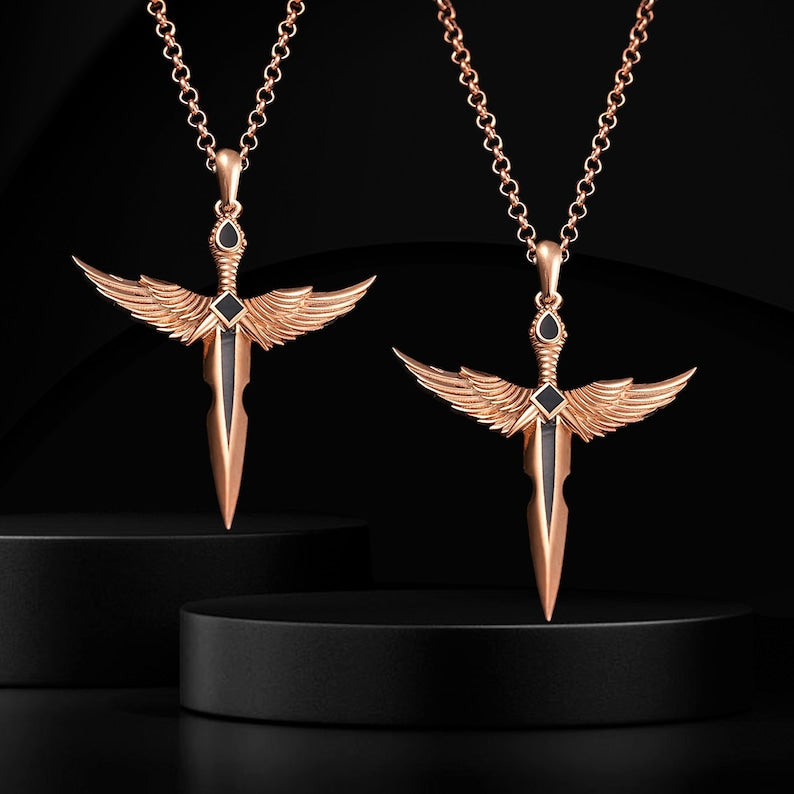 Winged Sword Pendant in 925 Sterling Silver