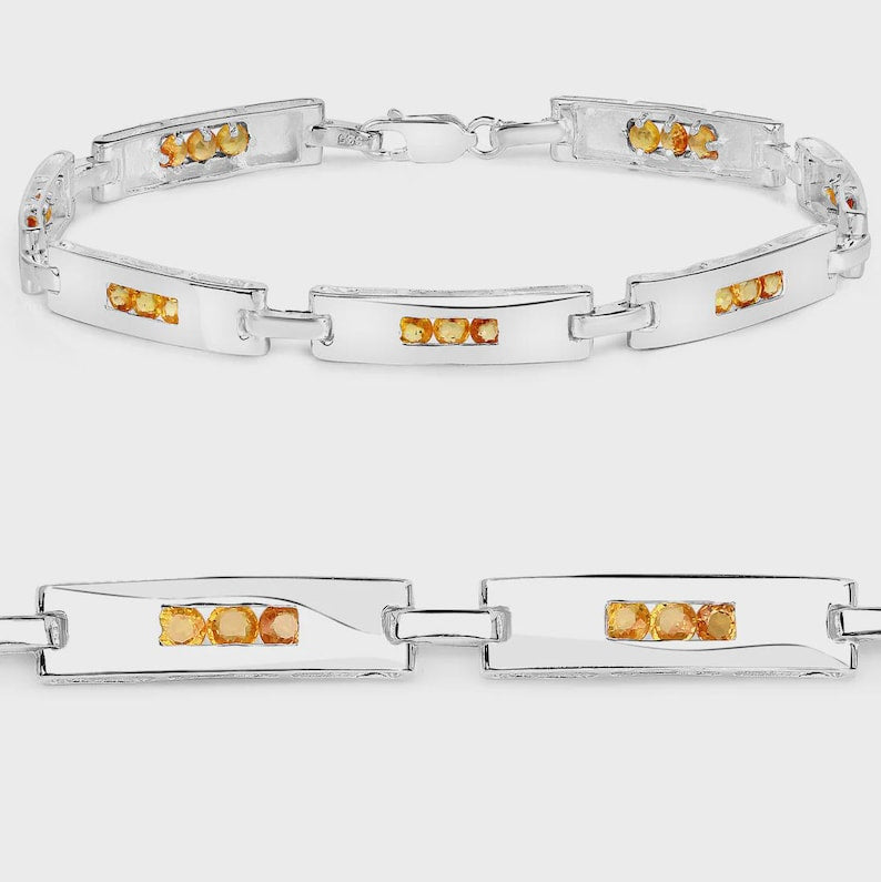 2.52ct Genuine Yellow Sapphire Bracelet in 925 Sterling Silver