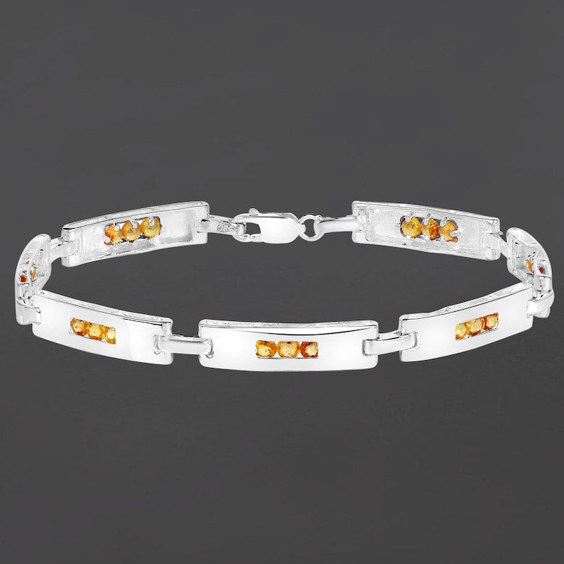2.52ct Genuine Yellow Sapphire Bracelet in 925 Sterling Silver