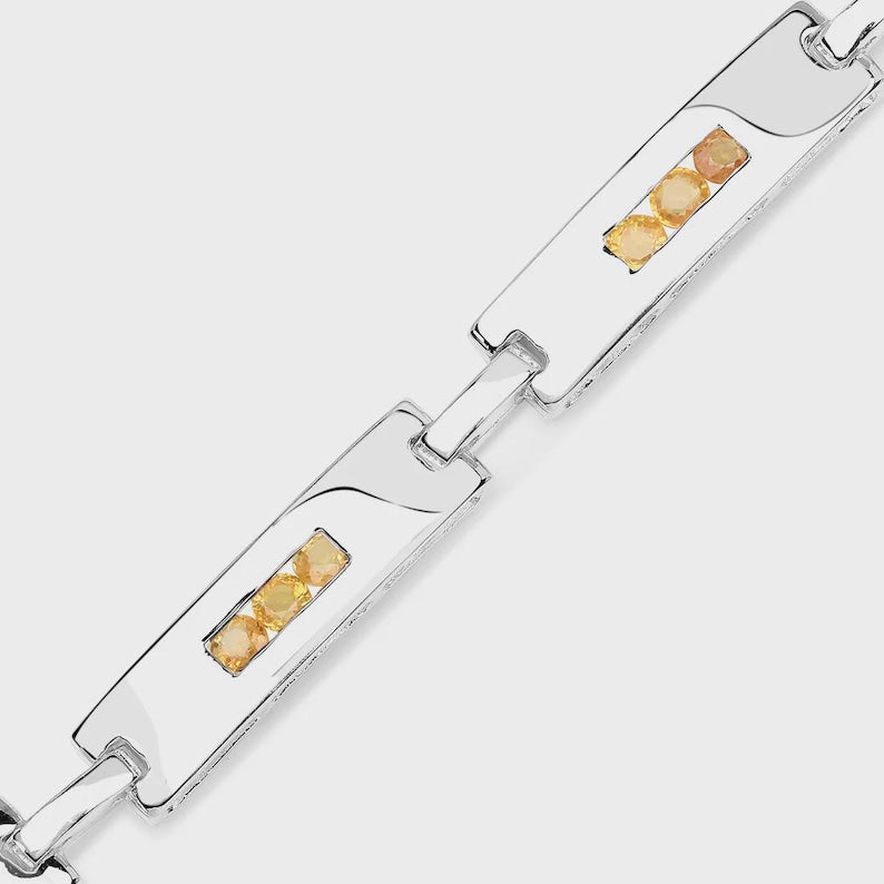 2.52ct Genuine Yellow Sapphire Bracelet in 925 Sterling Silver