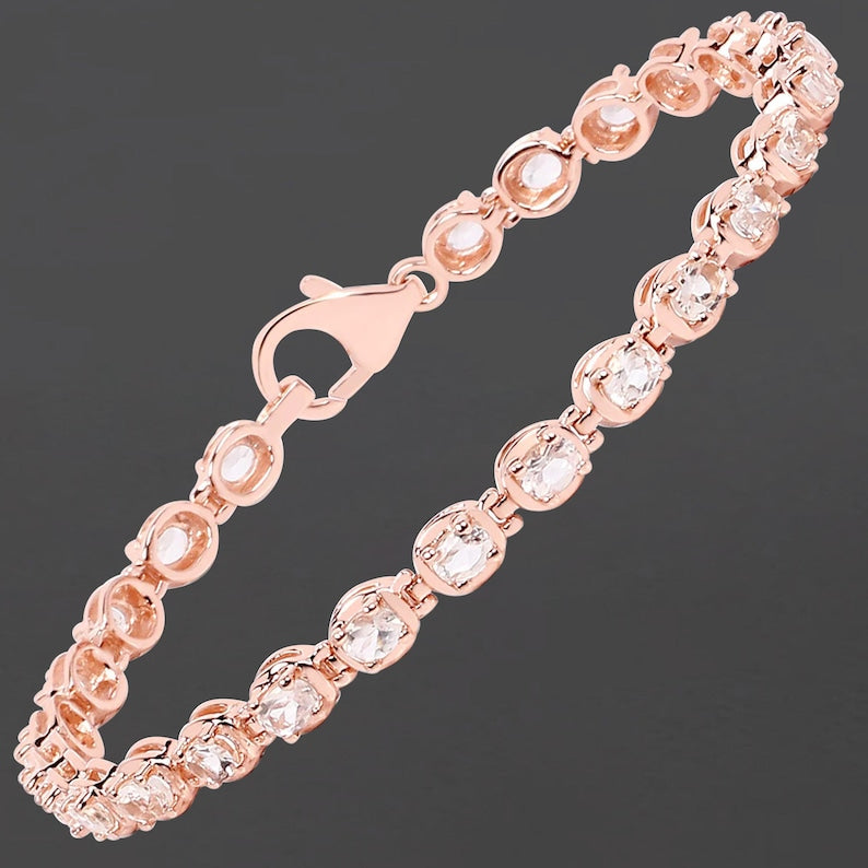 3.75ct Genuine Morganite Tennis Bracelet in 925 Sterling Silver