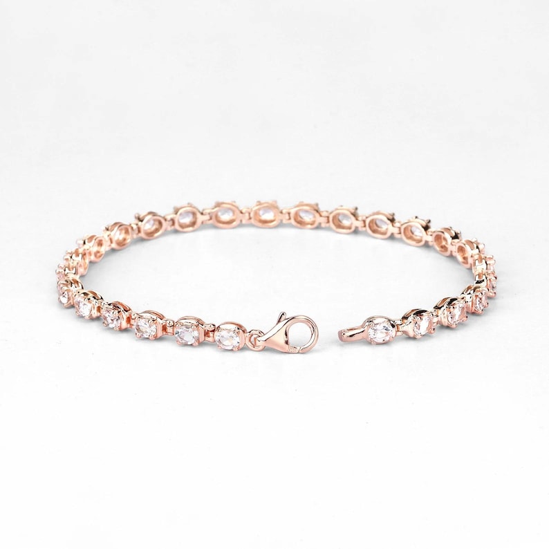 3.75ct Genuine Morganite Tennis Bracelet in 925 Sterling Silver