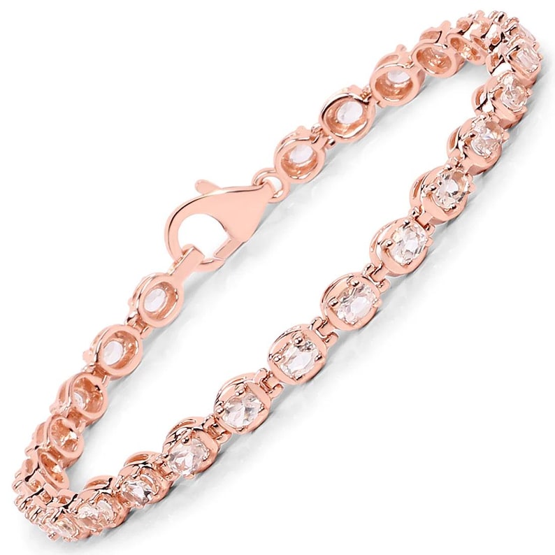 3.75ct Genuine Morganite Tennis Bracelet in 925 Sterling Silver