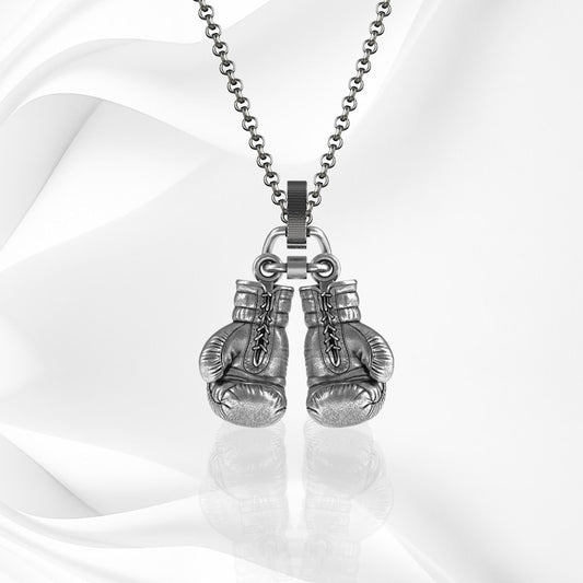 Boxing Gloves Pendant Necklace in 925 Sterling Silver