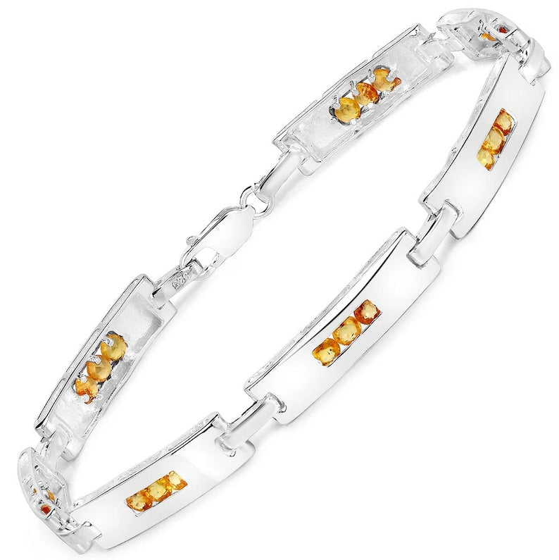 2.52ct Genuine Yellow Sapphire Bracelet in 925 Sterling Silver