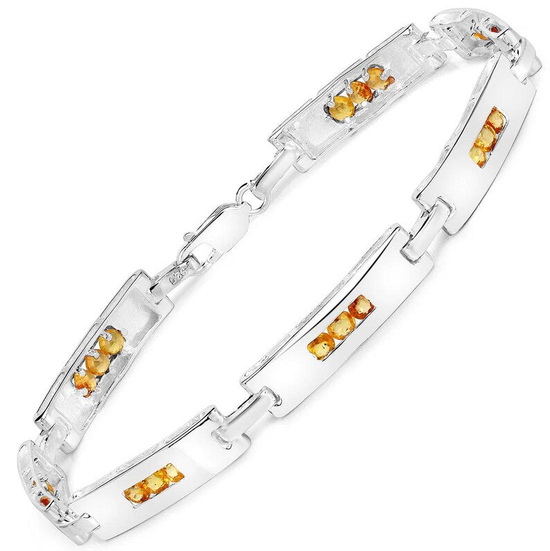 2.52ct Genuine Yellow Sapphire Bracelet in 925 Sterling Silver