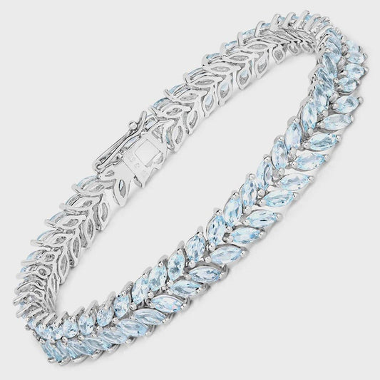 10.12ct Genuine Aquamarine Bracelet in 925 Sterling Silver